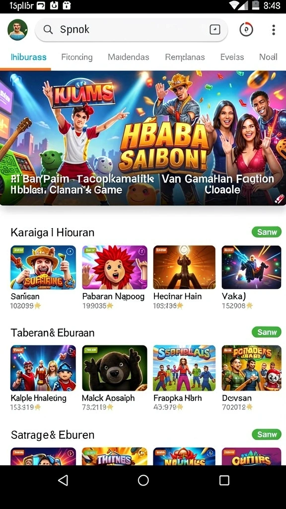 Screenshot menunjukkan fitur mini-game yang interaktif.