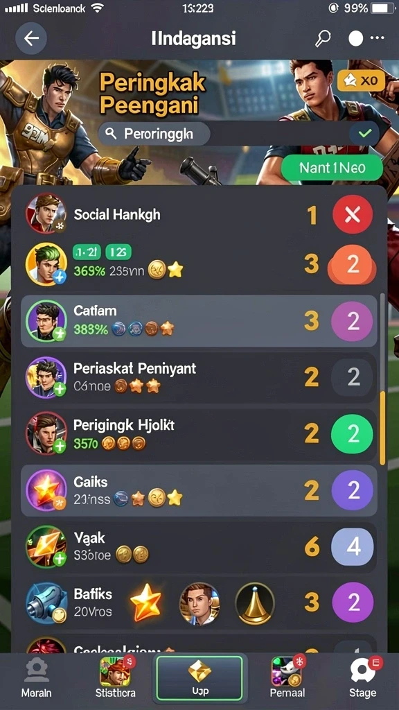 Fitur statistik membantu meningkatkan peluang menang.