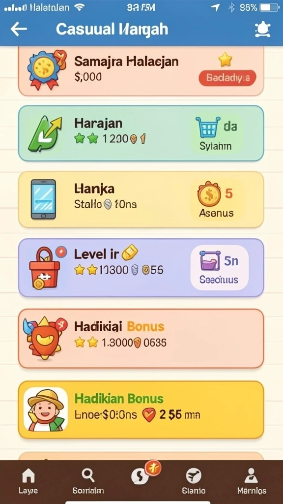 Level tantangan yang semakin menarik dan bervariasi.